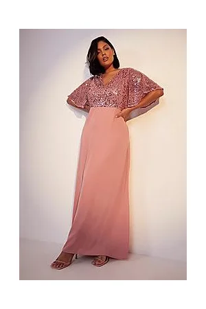 Boohoo Plus Bridesmaid Occasion Sequin Angel Maxi Dress
