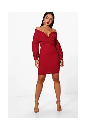 Boohoo Off the Shoulder Wrap Bodycon Dress