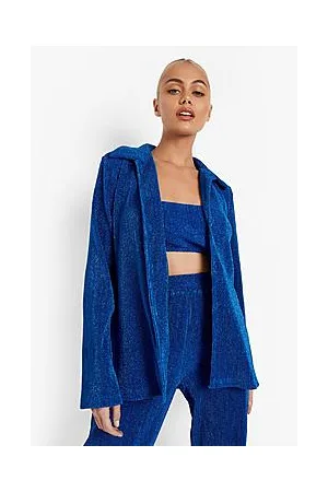 Boohoo Metallic Plisse Oversized Shirt