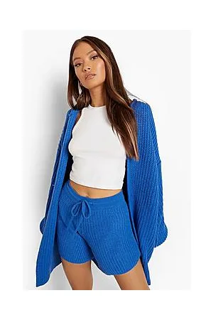 Boohoo Chunky Cardigan And Shorts Co-ord