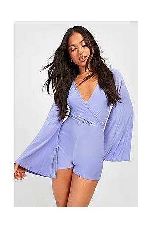 Boohoo Petite Slinky Cape Sleeve Playsuit