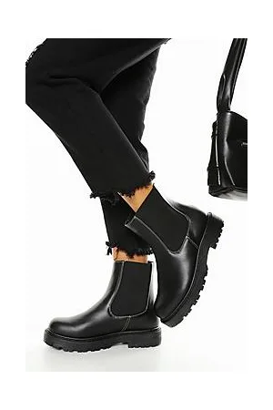 Boohoo Wide Fit Contrast Stitch Chunky Chelsea Boots
