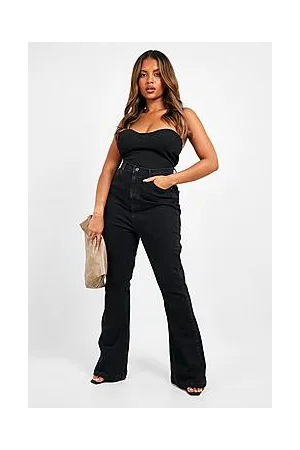 Boohoo Plus Stretch Denim Flared Jean