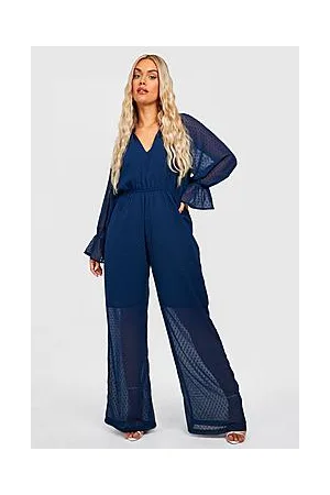 Boohoo Plus Large Dobby Wide Leg Jumpsuit