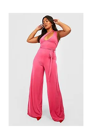Boohoo Plus Slinky Cut Out Belted Jumpsuit