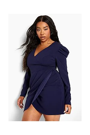 Boohoo Plus Puff Sleeve Wrap Dress