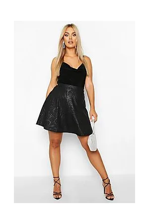 Boohoo Plus Croc Pu Coated Skater Skirt