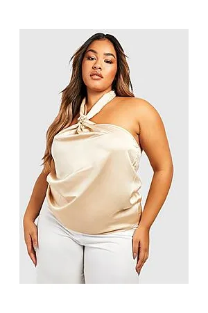 Boohoo Plus Satin Halterneck Satin Top