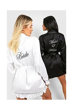Boohoo Premium Bride Embroidery Frill Robe