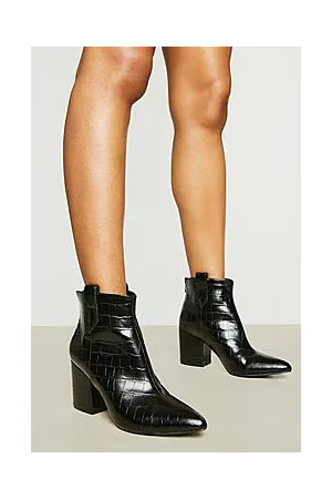 Boohoo Tab Detail Low Block Heel Ankle Boot