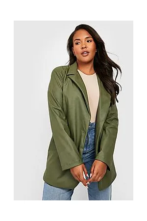 Boohoo Plus Leather Look Dad Blazer