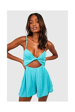 Boohoo Burnout Jersey Twist Detail Beach Playsuit