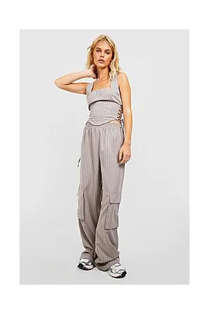 Boohoo Pinstripe Relaxed Fit Cargo Trousers