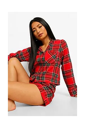 Boohoo Petite Christmas Check Short PJ Set