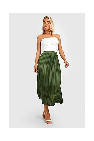 Boohoo Pleated Satin Midaxi Skirt