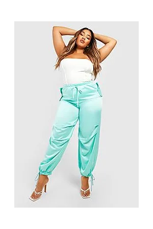 Boohoo Plus Satin Elasticated Waist Cargo Trouser