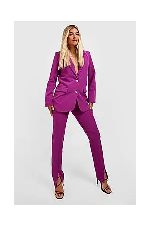 Boohoo Gold Button Split Front Slim Fit Trousers