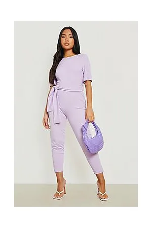 Boohoo Petite Cape Sleeve Belted Tailored Jumpsuit
