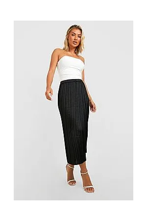 Boohoo Pleated Satin Midaxi Skirt