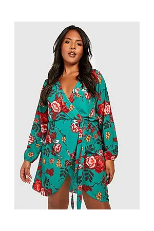 Boohoo Plus Floral Wrap Dress