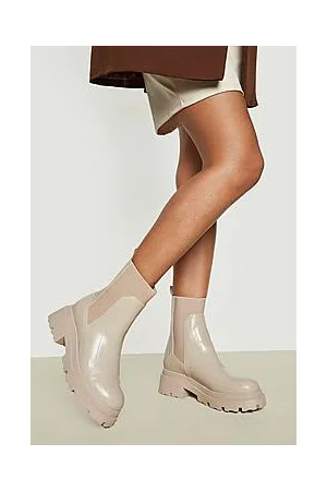 Boohoo Croc Heeled Chelsea Boots
