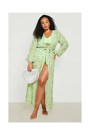 Boohoo Plus Zebra Chiffon Beach Kimono