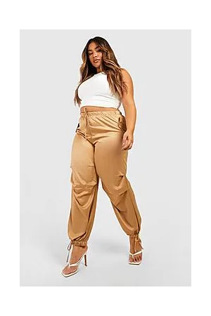 Boohoo Plus Satin Elasticated Waist Cargo Trouser