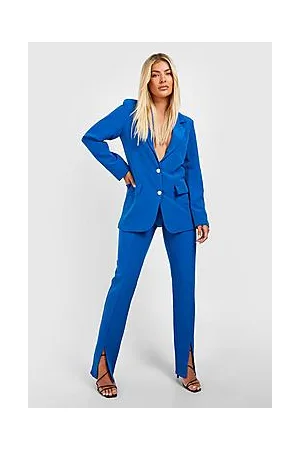 Boohoo Gold Button Split Front Slim Fit Trousers