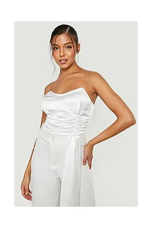 Boohoo Satin Tie Waist Corset Bodysuit