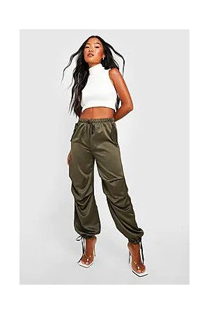 Boohoo Petite Satin Ruched Detail Cargo Jogger