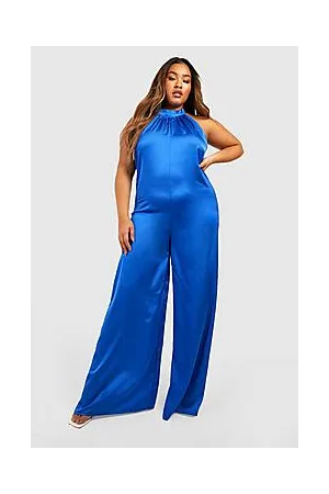 Boohoo Plus Satin Extreme Wide Leg Jumpsuit
