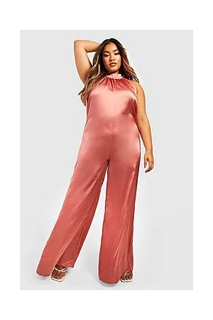Boohoo Plus Satin Extreme Wide Leg Jumpsuit