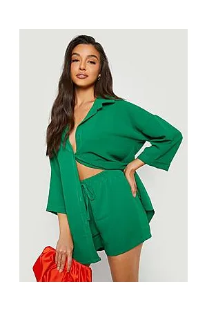Boohoo Textured Woven Oversized Shirt & Shorts Set