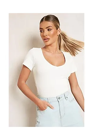Boohoo Rib V Neck Bodysuit