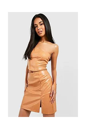 Boohoo Leather Look Bandeau Corset