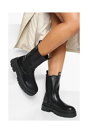 Boohoo Wide Fit Chunky High Ankle Chelsea Boots