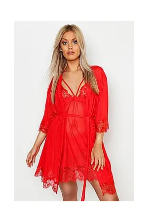 Boohoo Plus Eyelash Lace & Mesh Robe