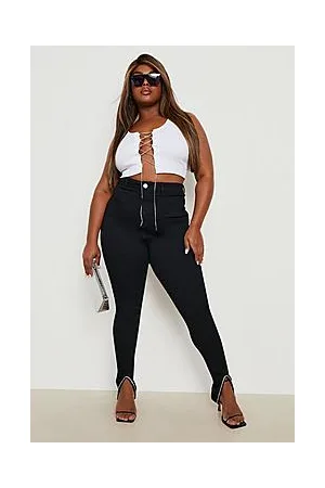 Boohoo Plus Diamante Split Front High Rise Jean
