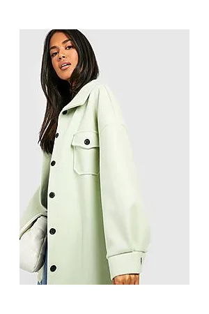 Boohoo Belted Detail Wool Look Shacket