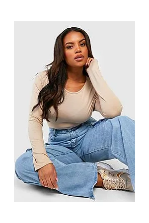 Boohoo Plus Crew Neck Basic Long Sleeve Top