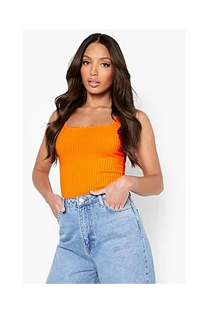 Boohoo Tall Neon Rib Square Neck Bodysuit