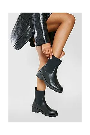 Boohoo Elastic Panel Block Heel Chelsea Boots