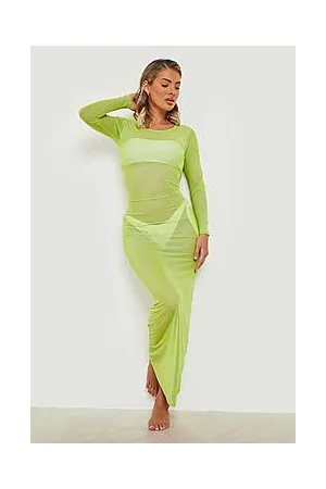 Boohoo Neon Mesh Maxi Beach Dress