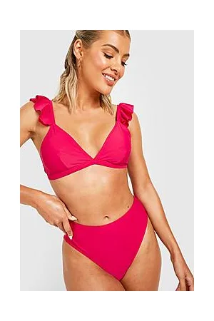 Boohoo Frill Strap & High Waisted Brief Bikini Set