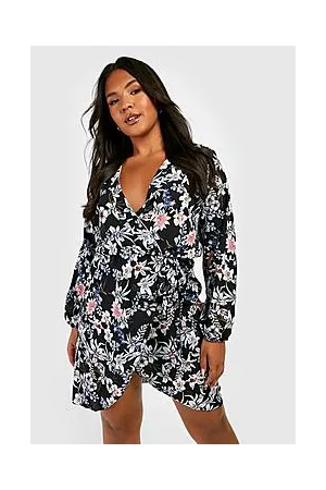 Boohoo Plus Floral Wrap Dress