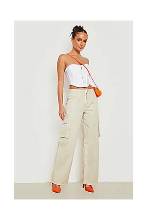 Boohoo Mid Rise Cargo Boyfriend Fit Jeans