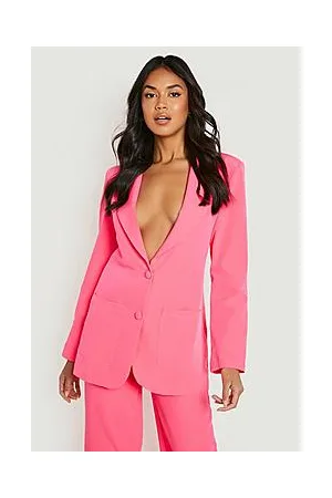 Boohoo Neon Plunge Front Fitted Tailored Blazer