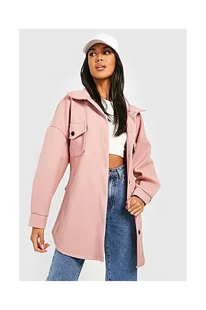 Boohoo Belted Detail Wool Look Shacket