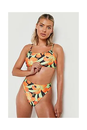 Boohoo Neon Tropical High Waisted Bikini Brief