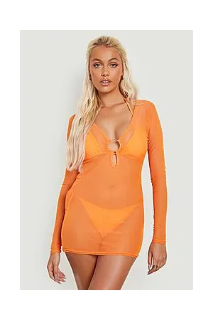 Boohoo Neon O-ring Mesh Mini Beach Dress